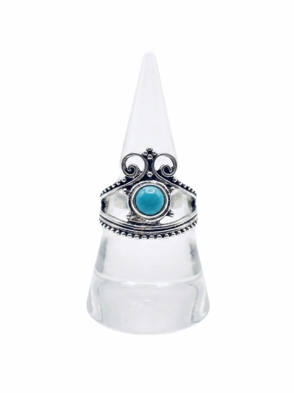 New Woman’s Sterling Silver Blue Turquoise Antique Style Boho Ring Size: 8
